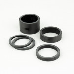ROCKSHOX Set podložek pod představec - UD Carbon, lesklé černé logo (2.5mm x 2, 5mm x 1, 1