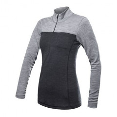 SENSOR MERINO BOLD dámské triko dl.rukáv zip anthracite/cool gray