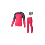 SENSOR MERINO IMPRESS SET dětský triko dl.rukáv + spodky magenta/floral