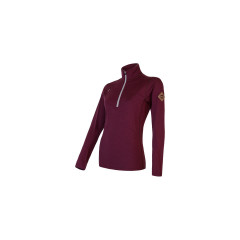 SENSOR MERINO UPPER dámská mikina krátký zip port red