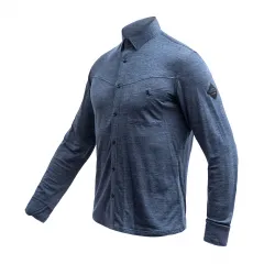 SENSOR MERINO LITE unisex košile dl.rukáv mottled blue