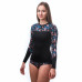 SENSOR MERINO IMPRESS dámské triko dl.rukáv černá/floral