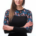 SENSOR MERINO IMPRESS dámské triko dl.rukáv černá/floral