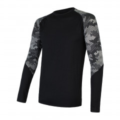 SENSOR MERINO IMPRESS pánské triko dl.rukáv černá/honeycomb