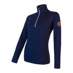 SENSOR MERINO UPPER dámská mikina krátký zip deep blue