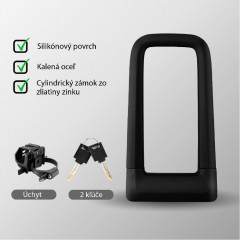 LONGUS zámek Satine 158x67 U-Lock černý s držákem