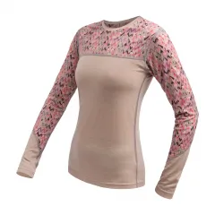SENSOR MERINO IMPRESS dámské triko dl.rukáv almond beige/origami