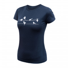 SENSOR MERINO ACTIVE SONGBIRDS dámské triko kr.rukáv deep blue