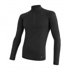 SENSOR MERINO DF pánské triko dl.rukáv zip černá