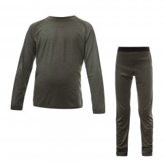 SENSOR MERINO AIR SET dětský triko dl.rukáv + spodky olive green
