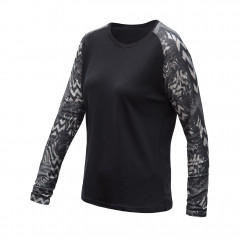 SENSOR MERINO BLEND IMPRESS dámské triko dl.rukáv černá/zebra