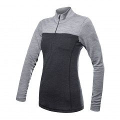 SENSOR MERINO BOLD dámské triko dl.rukáv zip anthracite/cool gray