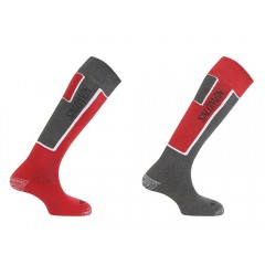 SALOMON ponožky Elios 2 pack new grey/red 12/13