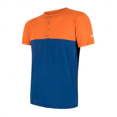 SENSOR MERINO AIR PT pánské triko kr.rukáv s knoflíky oranžová/modrá