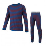 SENSOR MERINO AIR SET dětský triko dl.rukáv + spodky modrá/vínová pruhy