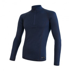 SENSOR MERINO DF pánské triko dl. rukáv zip deep blue