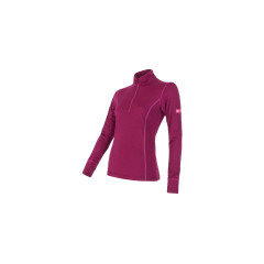 SENSOR MERINO ACTIVE dámské triko dl.rukáv stoják zip lilla