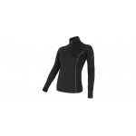 SENSOR MERINO ACTIVE dámské triko dl.rukáv stoják zip černá