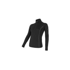 SENSOR MERINO ACTIVE dámské triko dl.rukáv stoják zip černá