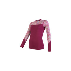 SENSOR MERINO IMPRESS dámské triko dl.rukáv lilla/pattern