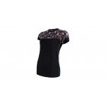 SENSOR MERINO IMPRESS dámské triko kr.rukáv černá/floral
